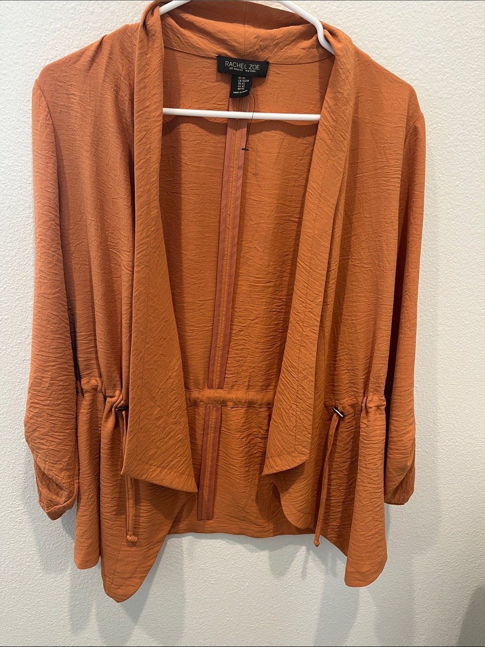 Rachel Zoe Burnt Orange Draped Open-Front Jacket